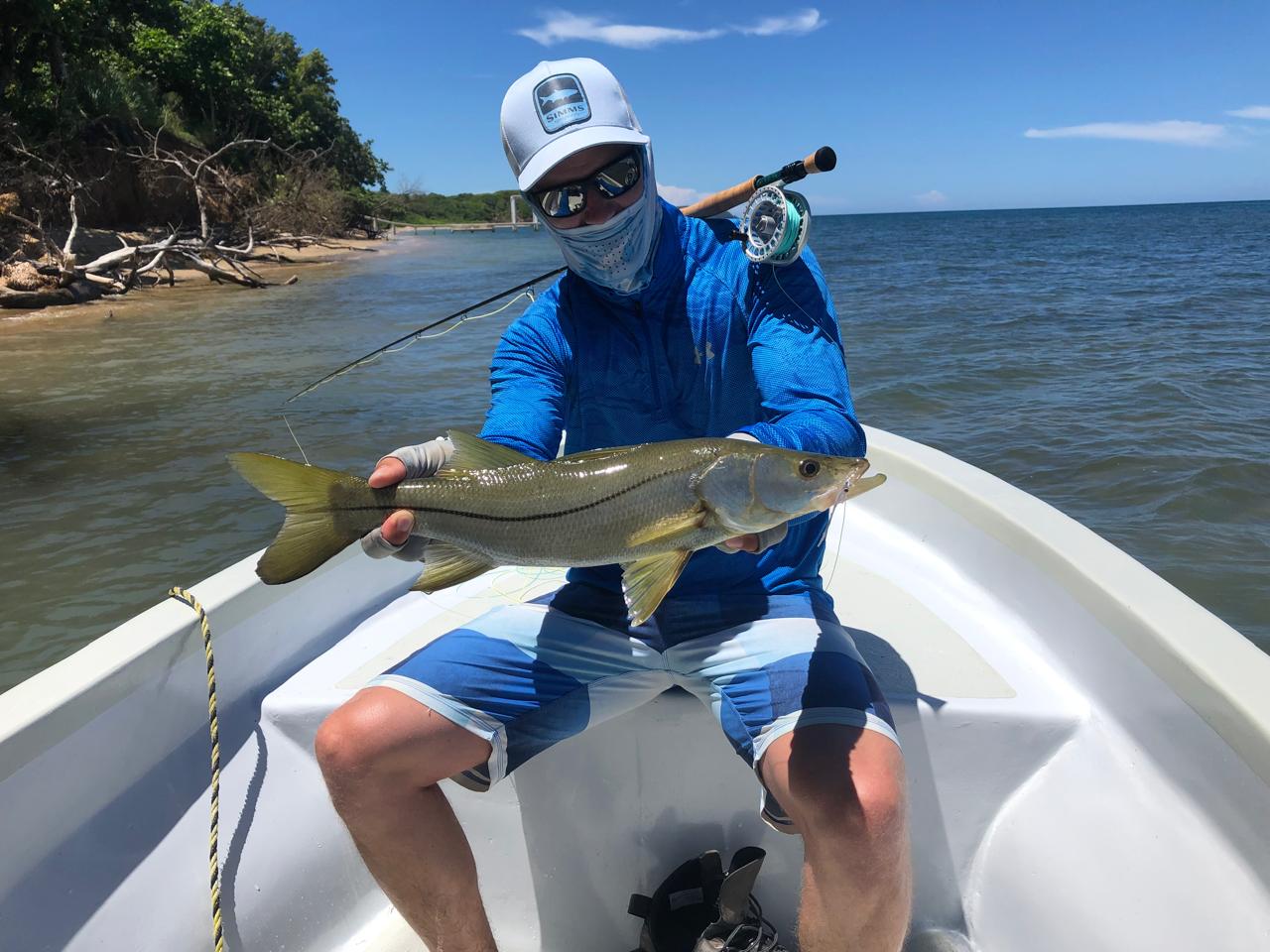 Fly fishing cast on the Roatan flats