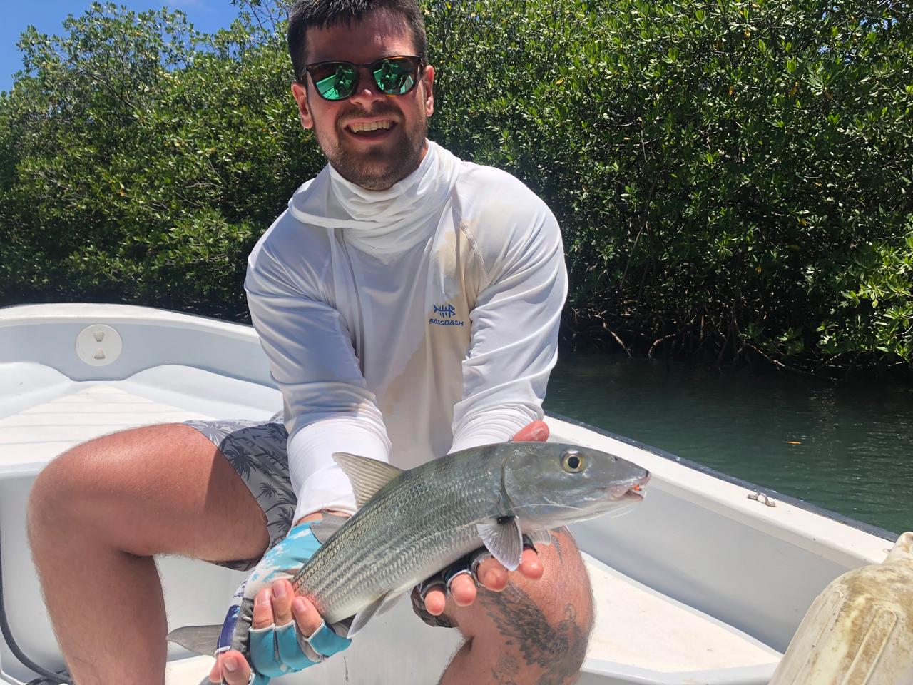 Fishing action on the Roatan flats