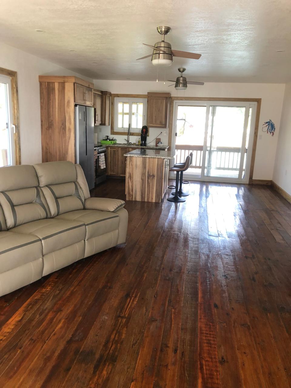 Living area inside the Roatan fishing lodge